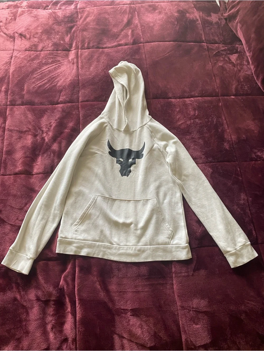Youth Under Armour Project Rock Brahma Bull Hoodie White The Rock Kids